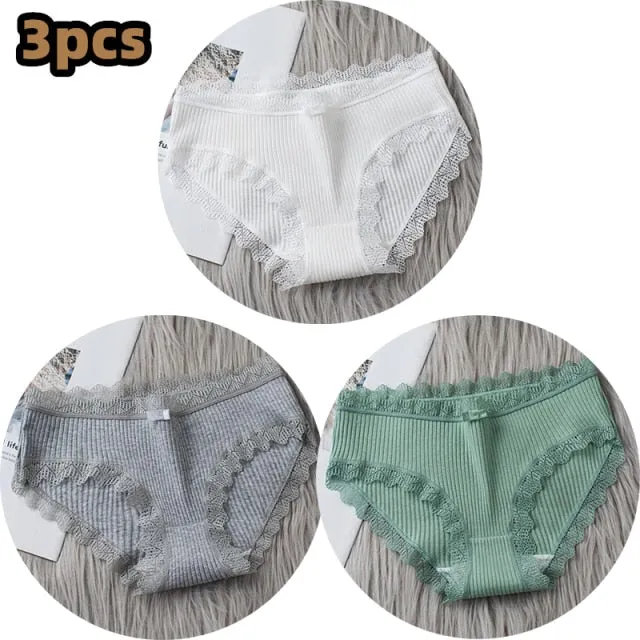 Middle Waist  3Pcs Cotton Under wear