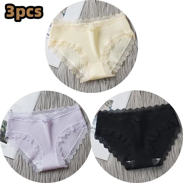 Middle Waist  3Pcs Cotton Under wear