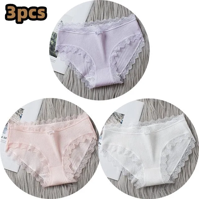 Middle Waist  3Pcs Cotton Under wear