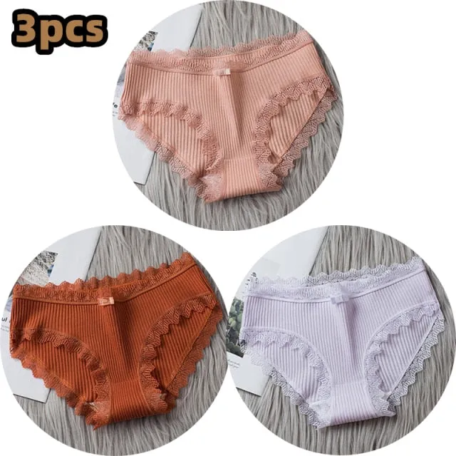 Middle Waist  3Pcs Cotton Under wear