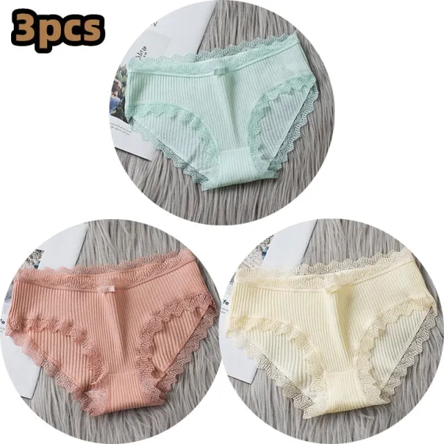 Middle Waist  3Pcs Cotton Under wear