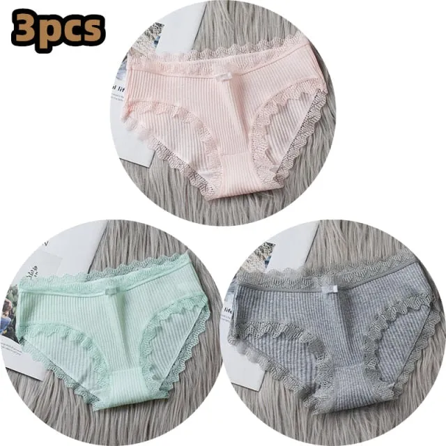 Middle Waist  3Pcs Cotton Under wear