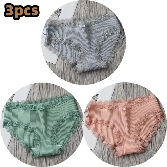 Middle Waist  3Pcs Cotton Under wear