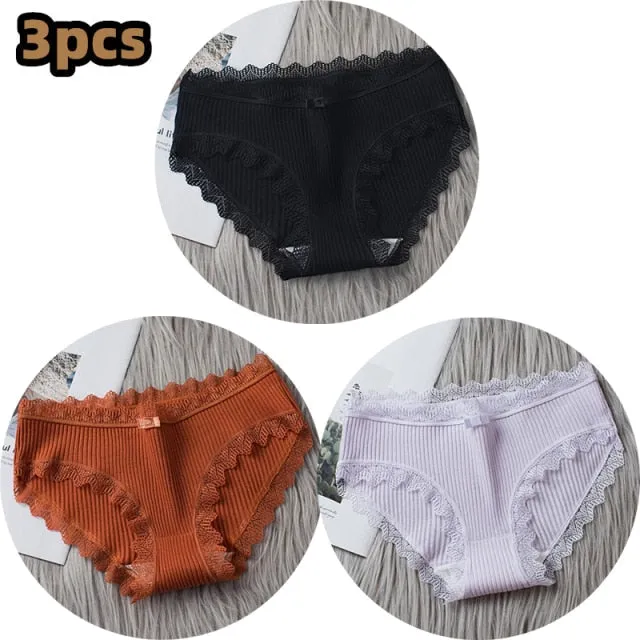 Middle Waist  3Pcs Cotton Under wear