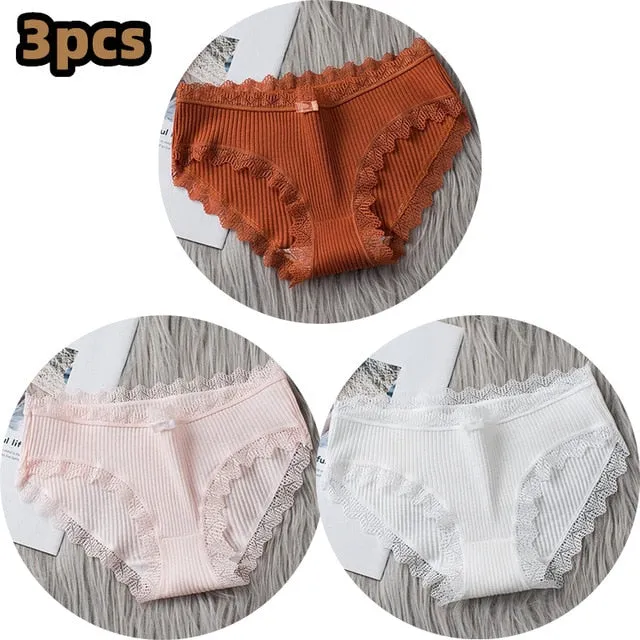 Middle Waist  3Pcs Cotton Under wear