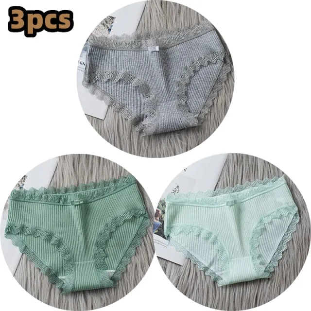 Middle Waist  3Pcs Cotton Under wear