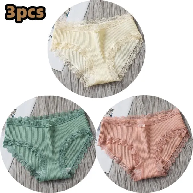 Middle Waist  3Pcs Cotton Under wear