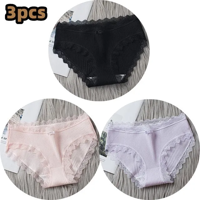 Middle Waist  3Pcs Cotton Under wear