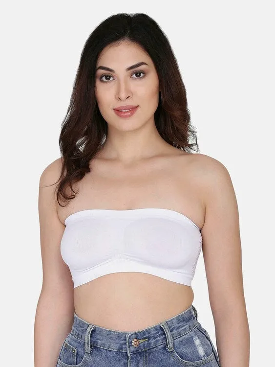 Non-Padded Tube Bra for Women by Jetveli (Pack of 2) White and Pink