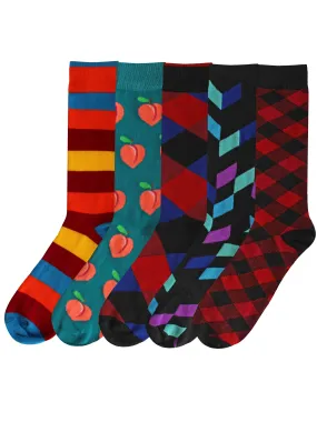 Novelty Combo Mens Crazy 5-Pack Dress Socks