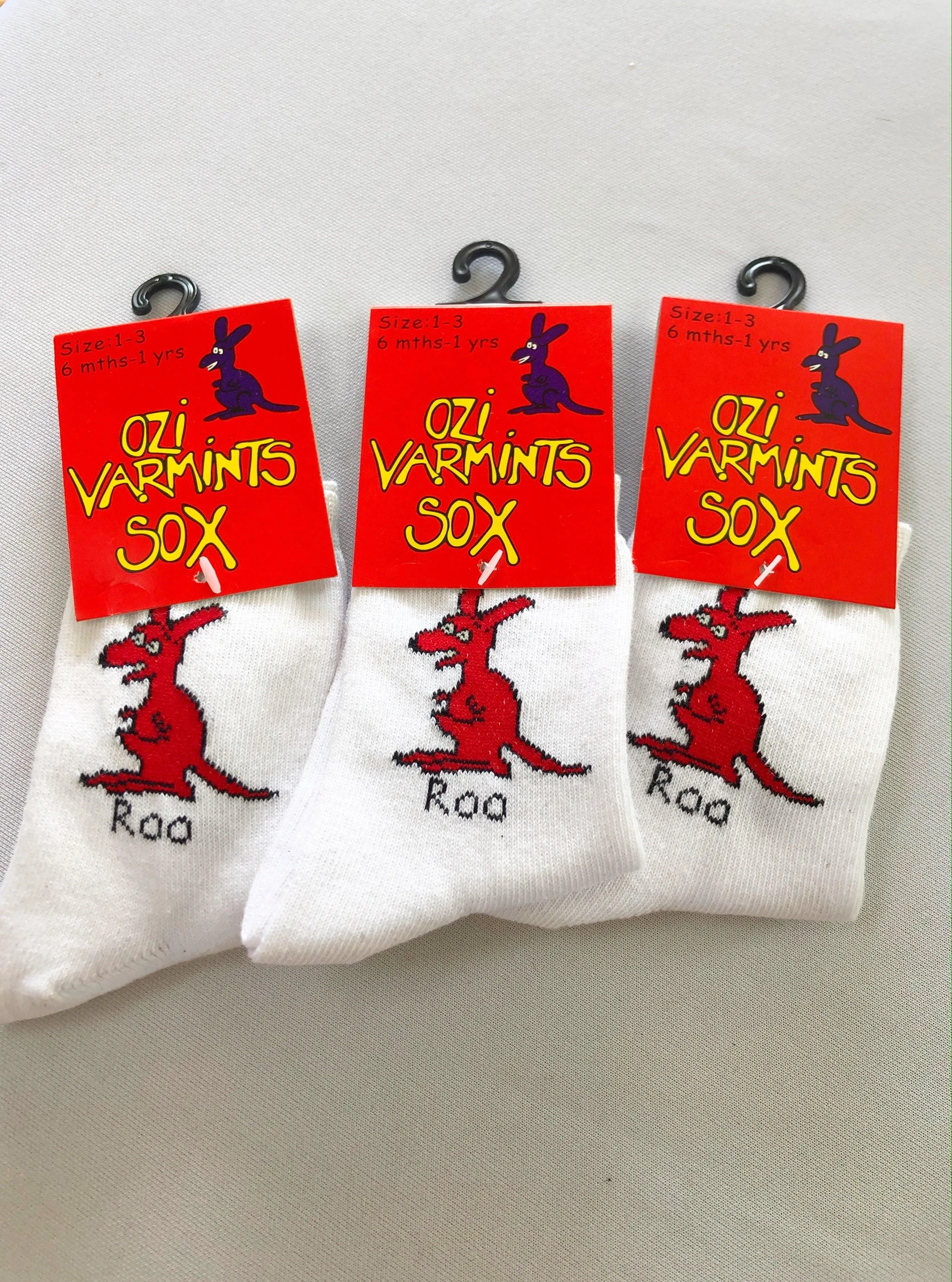 Ozi Varmints 2022 White Socks Koala Design, childrens socks, soxs, kids socks, sourvenir