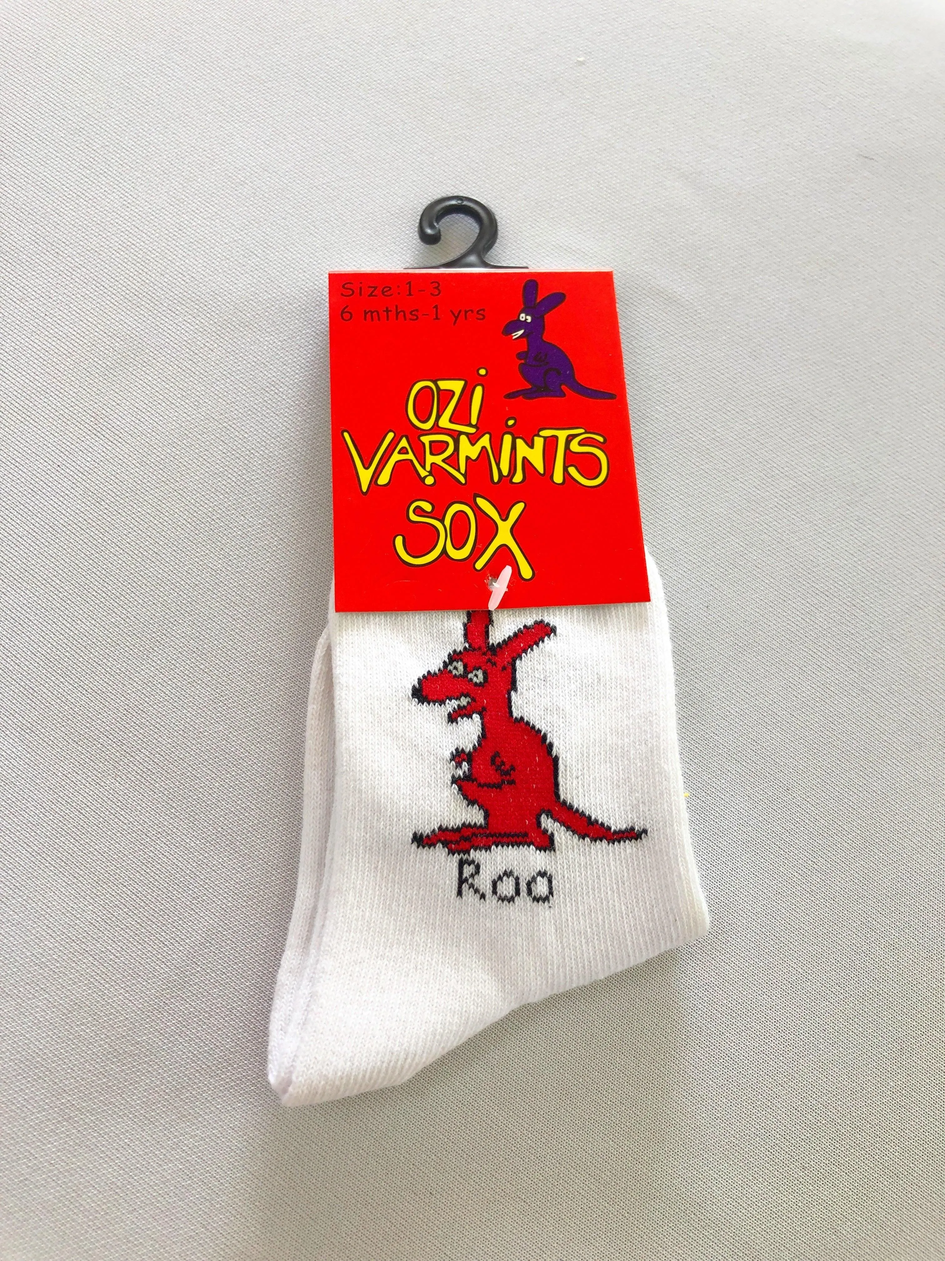 Ozi Varmints 2022 White Socks Koala Design, childrens socks, soxs, kids socks, sourvenir