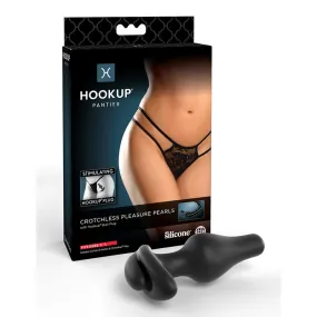 Pipedream Hookup Panties Crotchless Pleasure Pearls With Silicone Anal Plug Black S-L