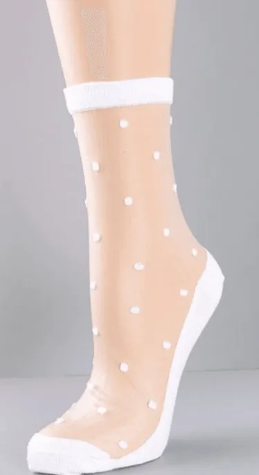 Polka Dot Mesh Socks in black and white 2928