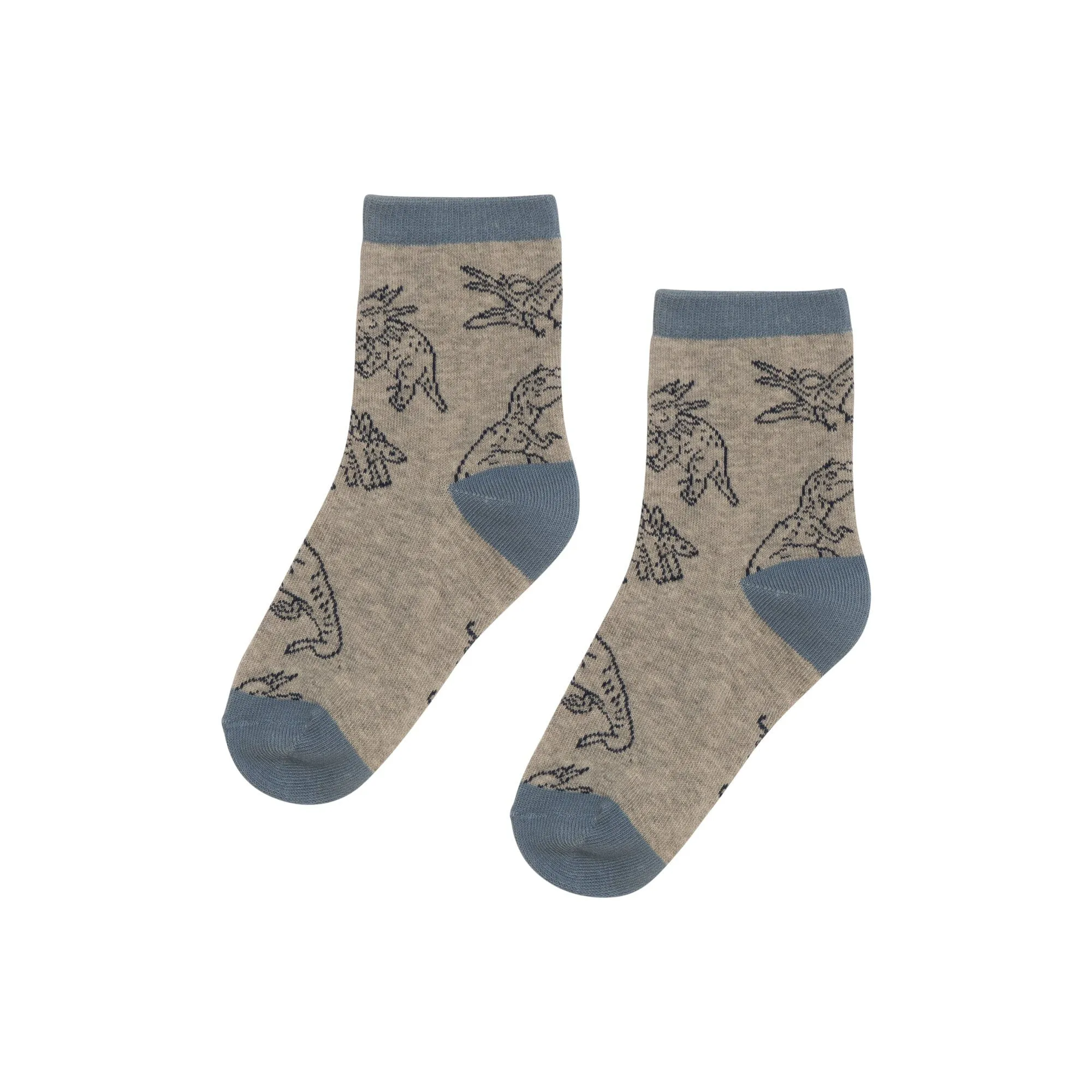 Printed Socks Light Heather Grey Dinosaurs