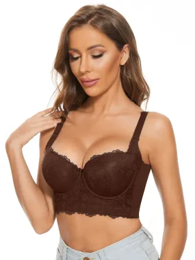 "Add One Cup" Push Up Bra Underwire Corset Top Bustier-Cocoa