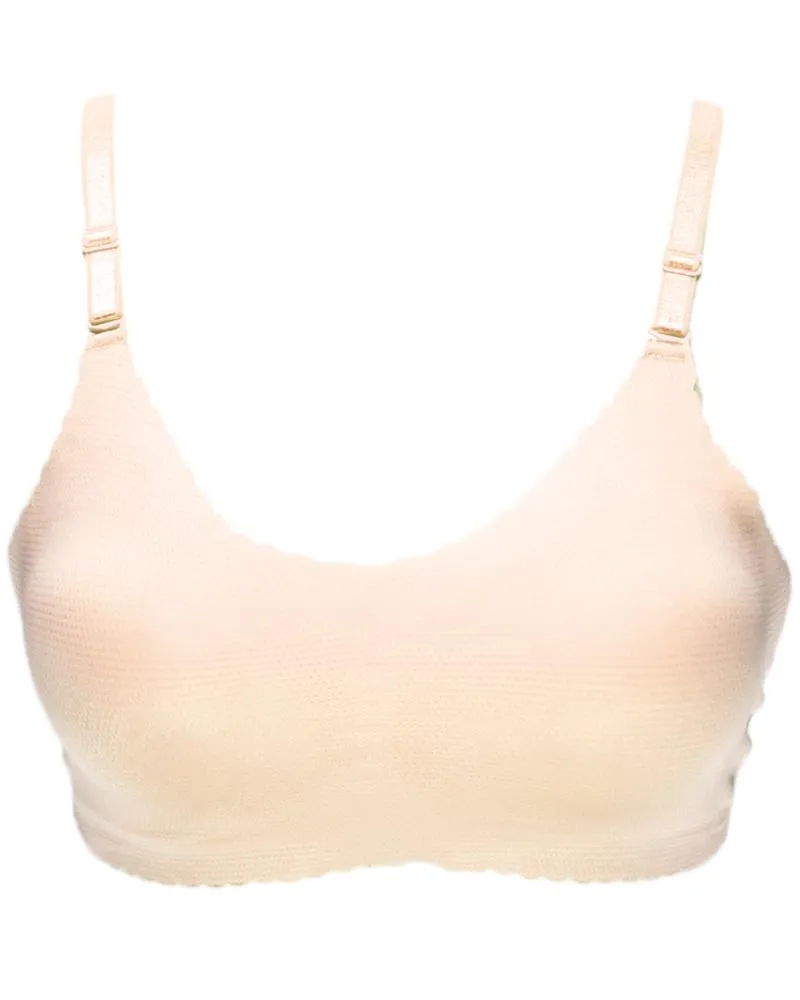 Self Design Cotton Single Padded Bra - Skin