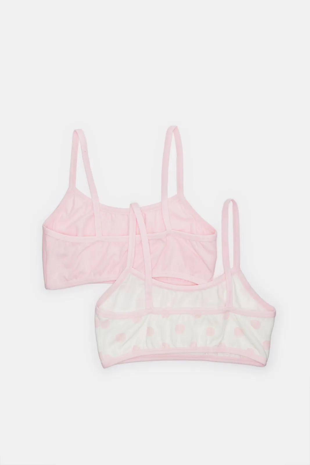 Senior Girls Pink And White Printed Bra Set (Pack of 2)