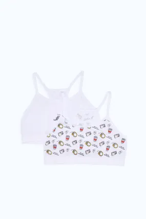 Senior Girls White Printed Bra Set (Pack Of 2)