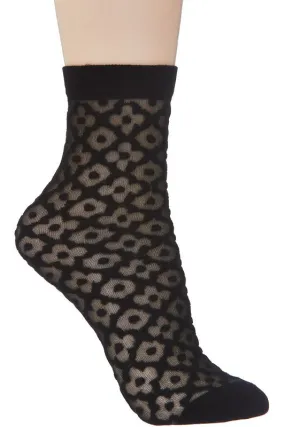 Sheer Floral Socks in Black