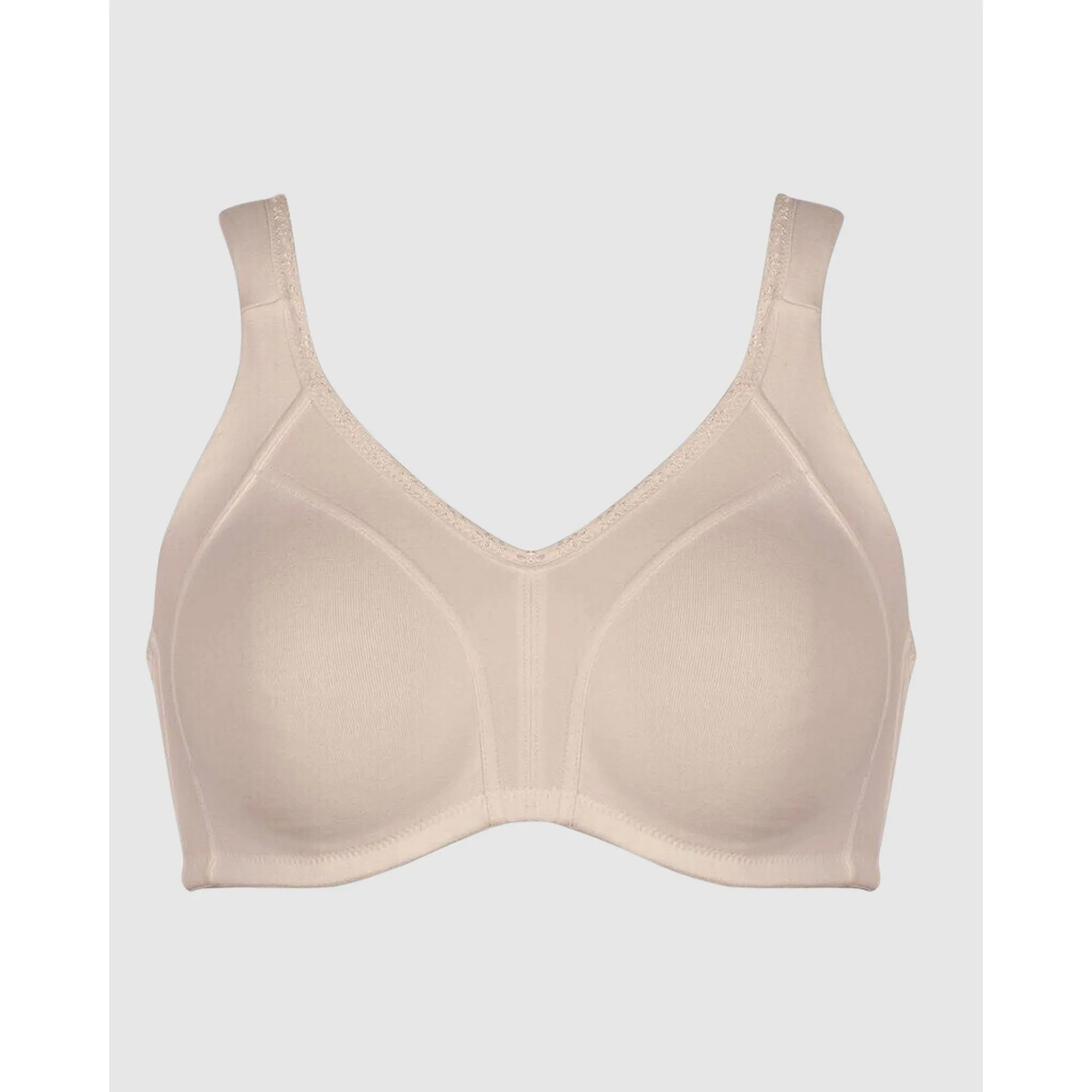 Side Smoothing Organic Cotton Wirefree Minimiser Bra-Light Beige