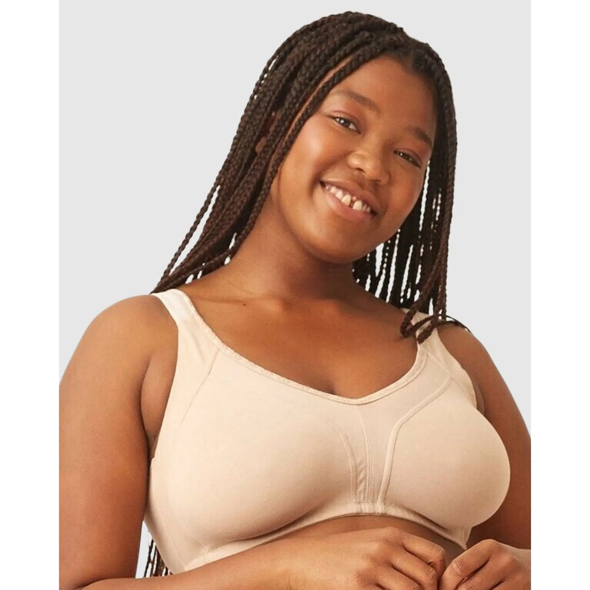 Side Smoothing Organic Cotton Wirefree Minimiser Bra-Light Beige