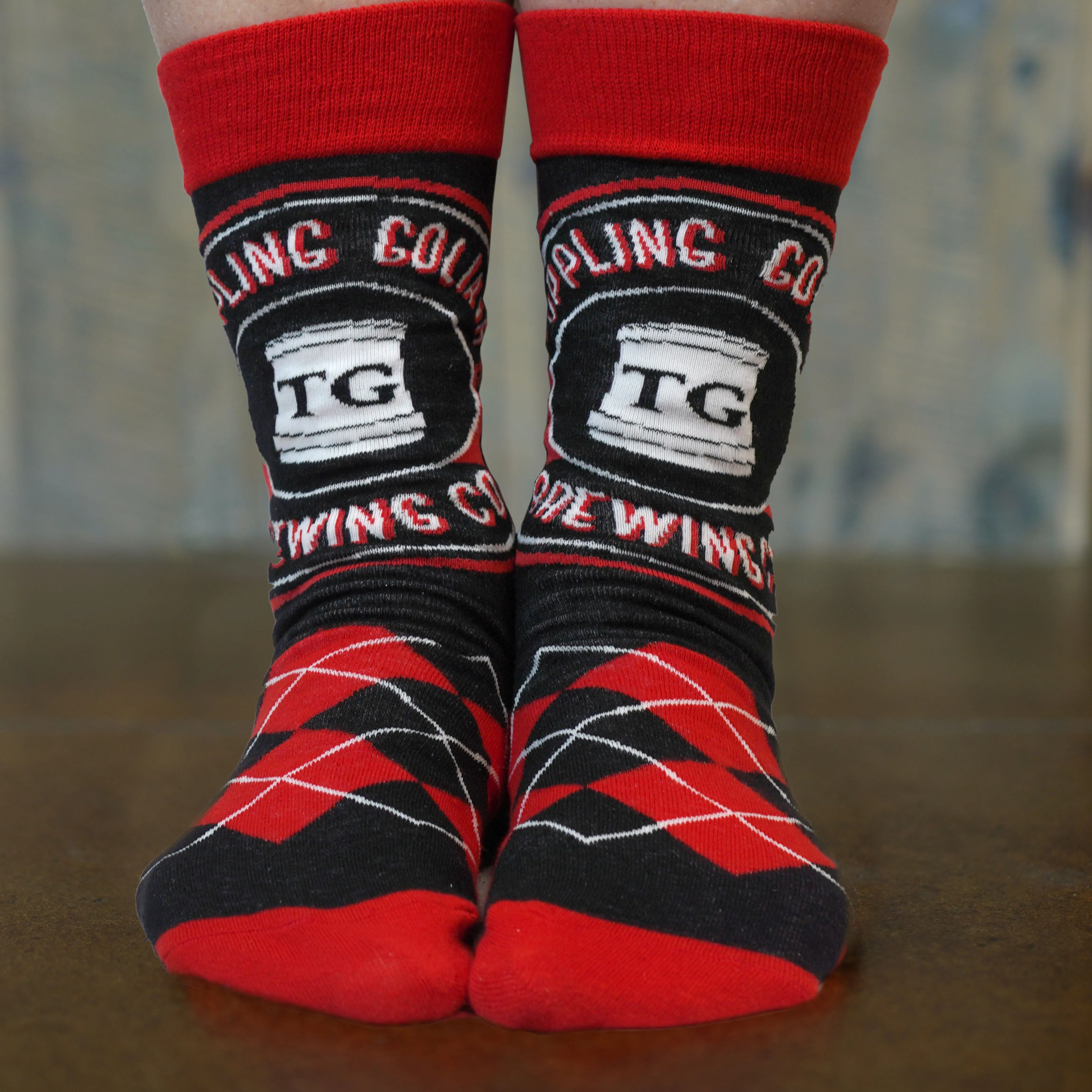 Socks-Argyle Black and Red