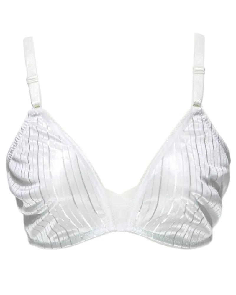 Soft Cotton Silk Self Design Non Wired-Non Padded Basic Bra - White