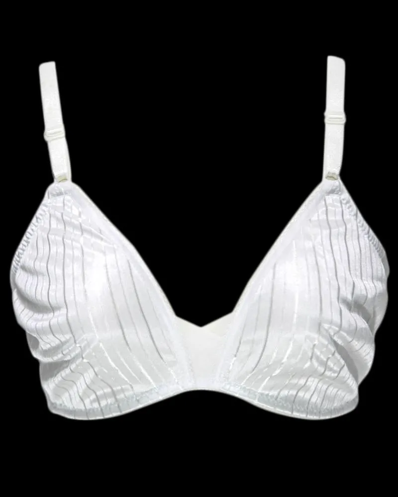 Soft Cotton Silk Self Design Non Wired-Non Padded Basic Bra - White