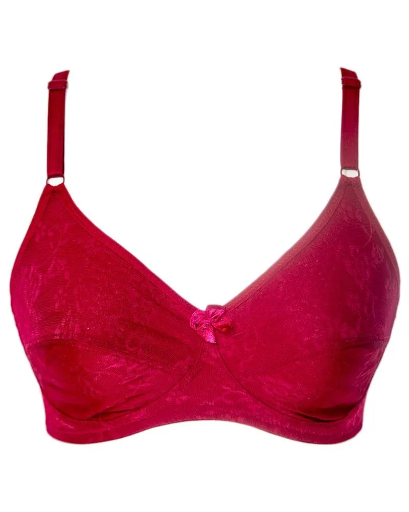 Soft Net Bra - Red - Non Padded & Non Wired Bra - 735