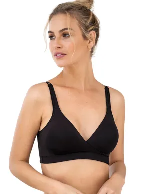 Supersoft Crossover Seamless Maternity & Nursing Sleep Bra - Black