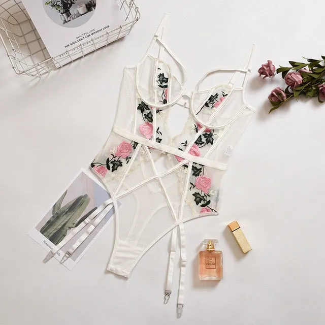 TEEK - Floral Embroidered Lace Lingerie Sets