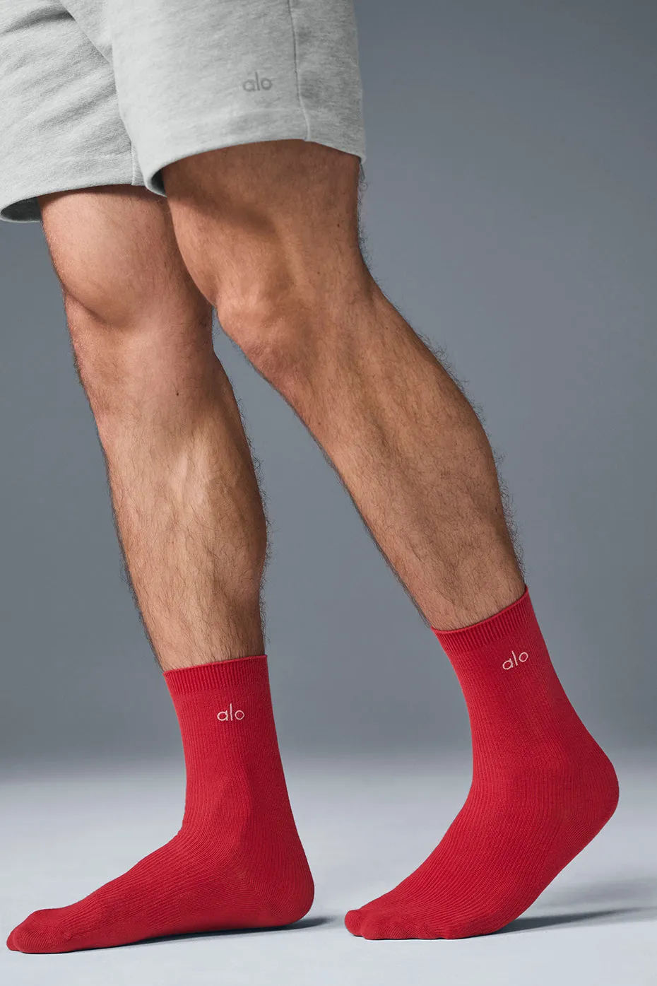 Unisex Half-Crew Understated Sock - Bold Red