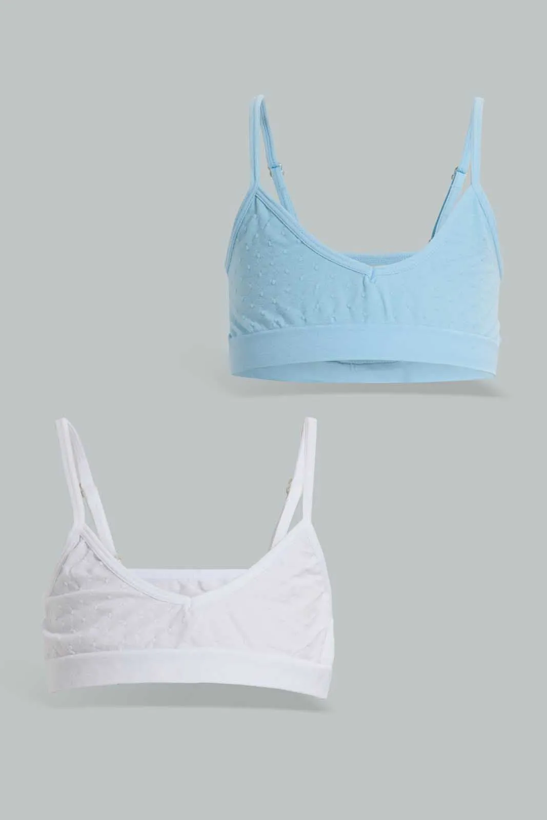 White And Blue Non-Padded Bra For Senior Girls (2 Pack)