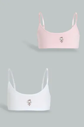 White And Pink Bunny Print Bra (Pack of 2)