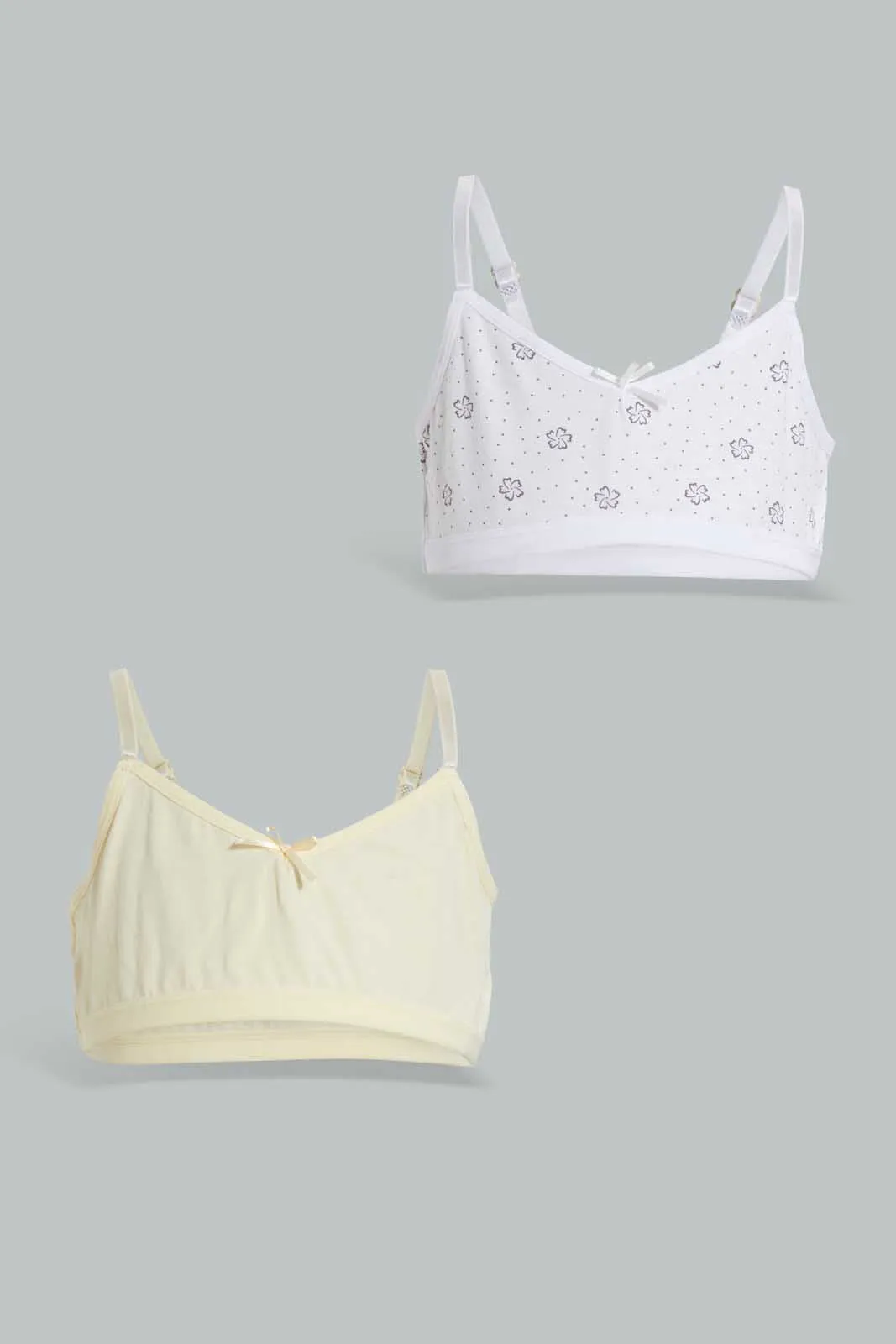 White And Yellow Non-Padded Bra For Senior Girls (2 Pack)