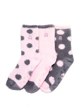 Women's (3 Pairs) Soft Anti-Skid Fuzzy Winter Crew Socks - Set D4